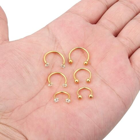 Ocptiy 16G Horseshoes Septum Rings 316L Surgical Steel Septum Nose Rings Cartilage Helix Tragus Earring Hoop Eyebrow Lip Rings Retainer Piercing Jewelry for Women Men 8mm 10mm 12mm in Saudi Arabia