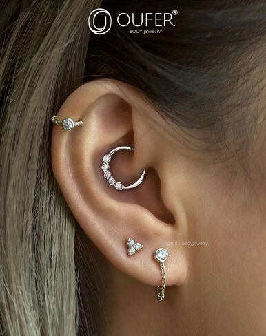 oufer 3pcs المجوهرات الحاجز ، 316L ثقب الحاجز الفولاذ الجراحي ، حلقات صافية AB CZ الحاجز 16G ، مقسمات القطع الغضروف بالسلاح للنساء للنساء الرجال in Saudi Arabia