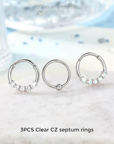 oufer 3pcs المجوهرات الحاجز ، 316L ثقب الحاجز الفولاذ الجراحي ، حلقات صافية AB CZ الحاجز 16G ، مقسمات القطع الغضروف بالسلاح للنساء للنساء الرجال in Saudi Arabia