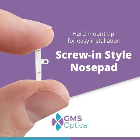 GMS Optical 13mm Medium Length/6mm Wide - D Shape Screw in Soft Silicone - Eyeglass Repair Kit with Screws and Screw Driver, Silicone Eyeglass Nose Pads, Anti-Slip Nose Pads for Glasses, (5 Pair) in Kuwait
