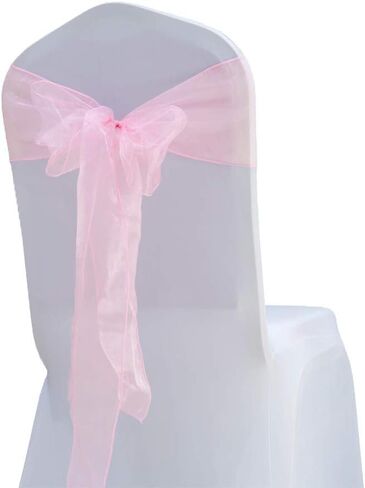 Elegant Organza Chair Sashes Sheer Fabric Sashes for Weddings, Parties, and Special Events – (Pack of 10 Pieces, Gold) Champagne in Saudi Arabia