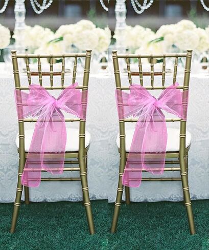 Elegant Organza Chair Sashes Sheer Fabric Sashes for Weddings, Parties, and Special Events – (Pack of 10 Pieces, Gold) Champagne in Saudi Arabia