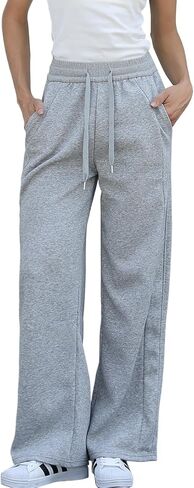 Women's Wide Leg Cotton Sweatpants - High Waist Joggers with Loose Straight Leg, Casual Lounge Pants with Pockets in Saudi Arabia