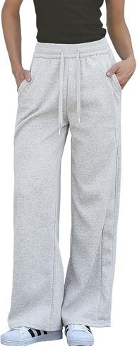 Women's Wide Leg Cotton Sweatpants - High Waist Joggers with Loose Straight Leg, Casual Lounge Pants with Pockets in Saudi Arabia