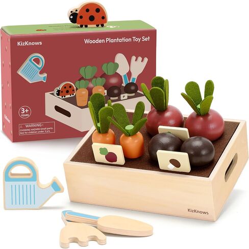 Wooden Toy Flower Garden Blossom Flowerpot Set Natural Gardening Toy Playset for Toddlers Pretend Play Wooden Toy Food Set Indoor Garden for Girls Boys 3 Years and Up in Kuwait