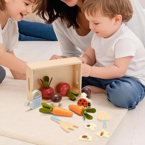 Wooden Toy Flower Garden Blossom Flowerpot Set Natural Gardening Toy Playset for Toddlers Pretend Play Wooden Toy Food Set Indoor Garden for Girls Boys 3 Years and Up in Kuwait