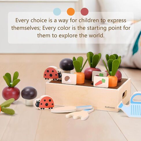 Wooden Toy Flower Garden Blossom Flowerpot Set Natural Gardening Toy Playset for Toddlers Pretend Play Wooden Toy Food Set Indoor Garden for Girls Boys 3 Years and Up in Kuwait