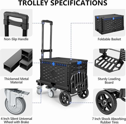 KEDSUM 3-in-1 Convertible Stair Climbing Dolly, 660LBS Heavy Duty Dolly Cart with Wheels, Hand Truck Dolly with Adjustable Handle Angle for Home, Warehouses, Dorm, 10-Wheel Design with Brakes in Kuwait