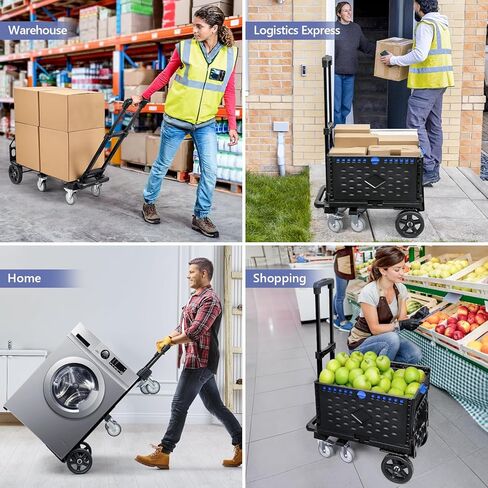 KEDSUM 3-in-1 Convertible Stair Climbing Dolly, 660LBS Heavy Duty Dolly Cart with Wheels, Hand Truck Dolly with Adjustable Handle Angle for Home, Warehouses, Dorm, 10-Wheel Design with Brakes in Kuwait