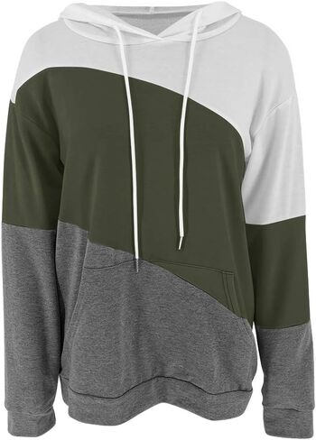 Minclouse Long Sleeves Long Color Block Tops Tops Cute Disual Draphring Lightweight Tunic Pullover in Kuwait