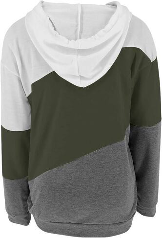 Minclouse Long Sleeves Long Color Block Tops Tops Cute Disual Draphring Lightweight Tunic Pullover in Kuwait