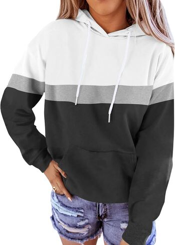 Minclouse Long Sleeves Long Color Block Tops Tops Cute Disual Draphring Lightweight Tunic Pullover in Kuwait