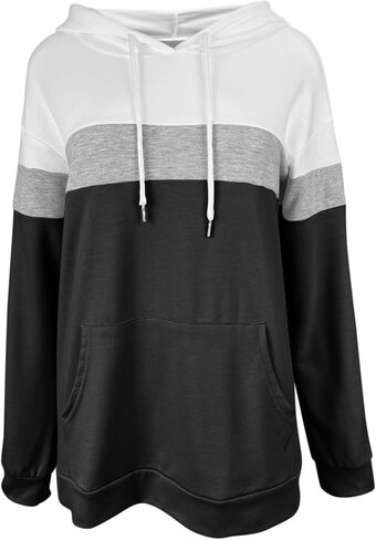 Minclouse Long Sleeves Long Color Block Tops Tops Cute Disual Draphring Lightweight Tunic Pullover in Kuwait