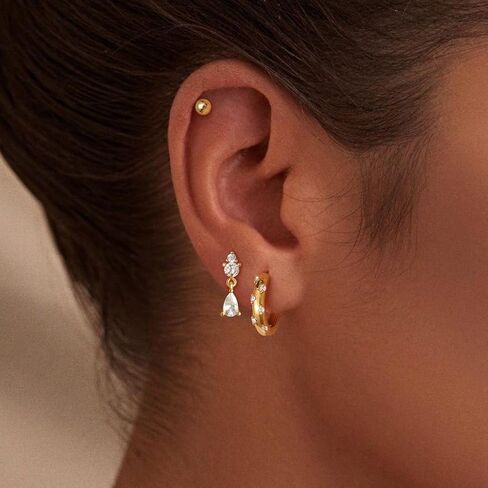 Gold/Silver Earrings for Women Dainty 14k Gold Plated Lightweight Huggie Hoop Earrings Set Trendy Gold/Silver Earring Small Hoop Earrings for Women Jewelry Gifts in Kuwait