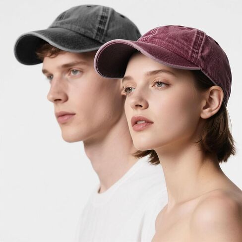 3 Pack Men Womens Baseball Cap Plain Retro Adjustable Baseball Cap Washed Cotton Dad Hats in Saudi Arabia