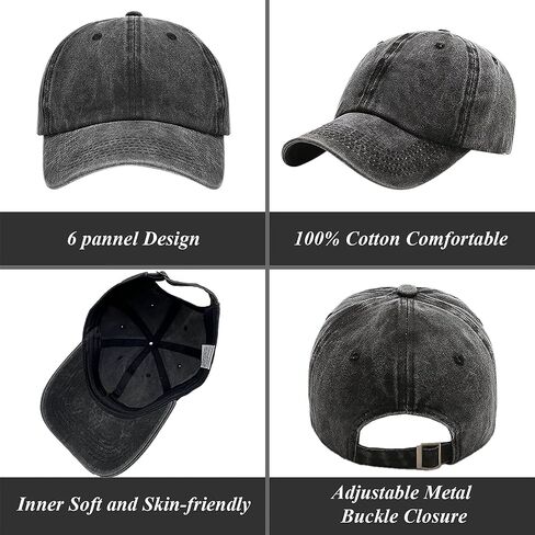 3 Pack Men Womens Baseball Cap Plain Retro Adjustable Baseball Cap Washed Cotton Dad Hats in Saudi Arabia