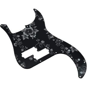 KAISH 13 Hole 3D Printed Plastic P Bass Pickguard Bass Scratch Plate PB Pick Guard for USA/Mexico Precision P Bass Black/White Grid