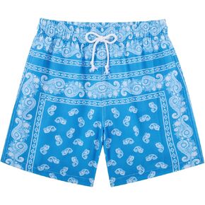 UNIFACO Boys Shorts Paisley Print Drawstring High Waisted Shorts Kids Summer Casual Shorts with Pocket