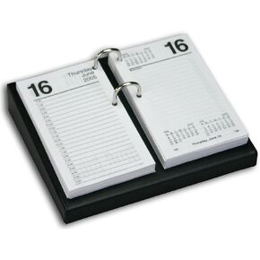 Dacasso Black Leather Desktop Calendar Holder with Silver Bolts, 3.5-Inch by 6-Inch