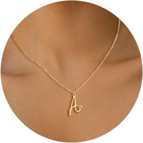 Initial Necklace for Women,14K Gold Dainty A-Z Letter Pendant with Heart Choker Necklace Jewelery Gifts,Personalized Cute Tiny Initial Pendant Necklace for Girls