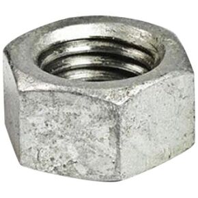 Steel Hex Nut, Hot-Dipped Galvanized Finish, Grade 2, ASME B18.2.2, 1/2"-13 Thread Size, 3/4" Width Across Flats, 7/16" Thick (Pack of 50)