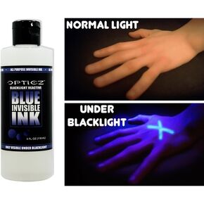 Opticz All Purpose Invisible Blue UV Blacklight Reactive Security Ink (4 Ounce Bottle)