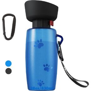 Dog Water Bottle Portable, 28oz Dog Travel Water Bottles, Patented, Leak-Proof Pet Water Dispenser for Outdoor Walking, Hiking, Food Grade Silicone, Black