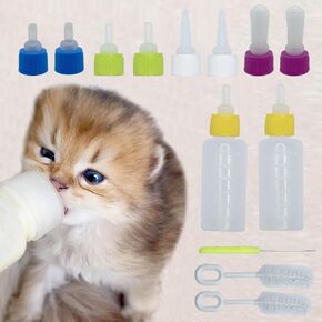 Bottle Kit 60ml Pet Feeding Bottle, pet Feeding Tool, Newborn Animal Feeder Practical, Replacement Pet Bottle with 10pcs Nipples