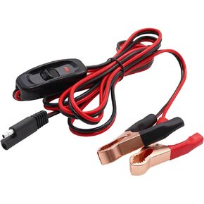 mxuteuk 7.9FT/2.4M 16AWG Wire Harness with Silver Clamps Incluing 12V ON/Off Switch with Lamp，for Tractors, ATV, UTV, Sprayers and Other Battery Power Supplies M1-047-Y