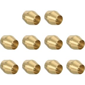 PATIKIL 1/2" ID Compression Sleeve Ferrules, 10 Pack Brass Sleeve Ferrules Compression Fitting Assortment Kit for Water Oil Air Pipe