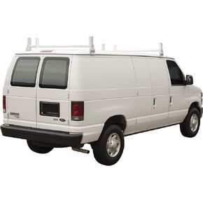 Buyers Products 1501310 Ladder Rack for Work Van, Adjustable Width, White Powder-Coated Carbon Steel, Contractor Rack for Vans, Cargo Rack for Vans