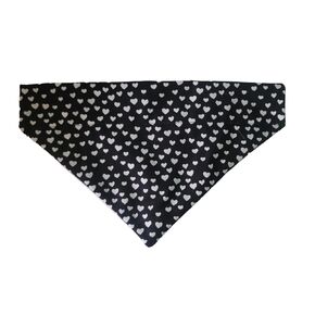 Black and White Valentine's Hearts Over the Collar Dog Bandana That Slips onto Their Existing Collar Size (Small)
