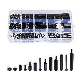 320pcs M3 Nylon Hex Spacer Standoff Kit Male Female Screw Nut Threaded Pillar Hex Standoff PCB Motherboard Circuit Board Standoffs Mounting Hardware Spacer Assortment Kit (Black)