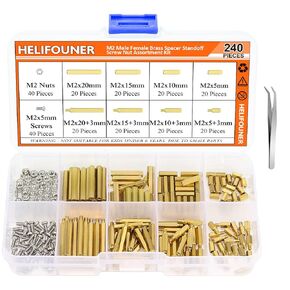 420 Pieces M2 M2.5 M3 Male Female Hex Brass Spacers Standoffs Screws Nuts Assortment Kit with a Tweezers
