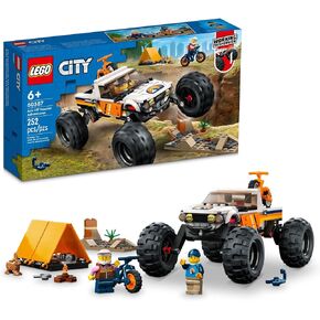 LEGO City 4x4 Off-Roader Adventures 60387 Building Toy - Camping Set Including Monster Truck Style Car with Working Suspension and Mountain Bikes, 2 Minifigures, Vehicle Toy for Kids Ages 6+