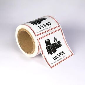 Lithium Metal Battery Caution Stickers, 4.75" x 4.33" Adhesive Labels (250 Labels) (UN3090)
