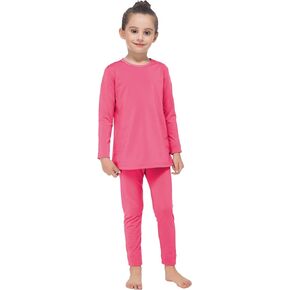 Girls Thermal Underwear Fleece Lined Long Sleeve Set Kids Base Layer Ultra Soft