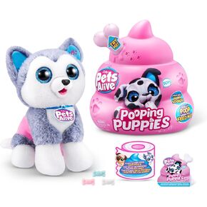 Pets Alive Pooping Puppies (Husky) by ZURU Surprise Puppy Plush, Ultra Soft Plushies, Interactive Toy Pets, Electronic Pet Puppy for Girls and Children