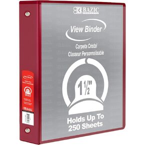 BAZIC 3 Ring Binder 1.5" Economy View Binders Organizer - Black, Round Ring, Hold 280 Sheets Paper, for School Office Home, 1-Count