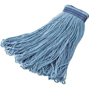 Rubbermaid Commercial Products Universal Headband Blend Mop, Blue, Looped Ends to Reduce Fraying, Heavy Duty Industrial Wet Mop For Floor Cleaning Office/School/Stadium/Lobby/Restaurant