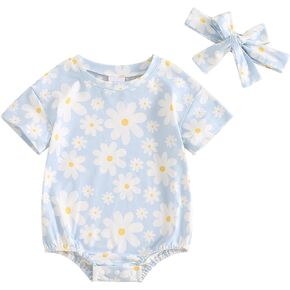 FYBITBO Infant Newborn Baby Girls Clothes Summer Short Sleeve Rompers Bubble Bodysuit Cute Outfit One Piece Clothing