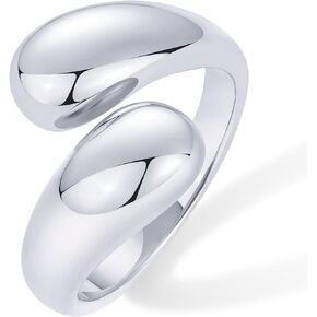 PAVOI 14K Gold Plated Chunky Open Twist Stackable Rings for Women | Bold Crossover Statement Ring Band