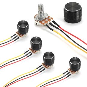 5PCS WH148 Rotary Potentiometer, 5K ohm 3PIN 15MM Linear Taper Potentiometer with XH2.54-3P Connector Wire Cable Black Knob