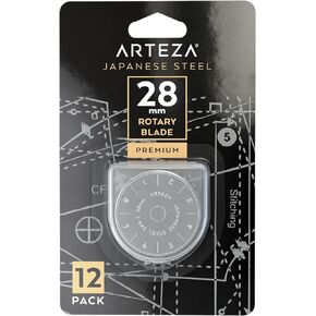 Arteza Rotary Cutter Blades, Pack of 12, 28-mm Blades for Fabric Cutter Wheel, Craft Supplies for Cutting Fabric, Paper, Vinyl, and Leather
