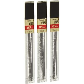 Pentel Super Hi-Polymer Lead Refill, 0.5mm, Fine, 4B, 144 Pieces of Lead (C505-4B),Gray