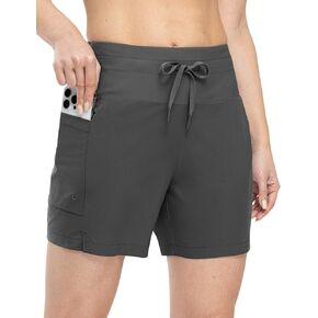 Rdruko Women's Swim Board Shorts 5" High Waisted Tummy Control Quick Dry Bathing Beach Swimsuit Bottoms with Liner