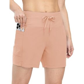 Rdruko Women's Swim Board Shorts 5" High Waisted Tummy Control Quick Dry Bathing Beach Swimsuit Bottoms with Liner