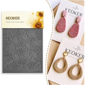 KEOKER Polymer Clay Texture Sheets, Clay Texture Mat for Making Earrings Jewerly, Polymer Clay Earrings Tools (A+B+C)