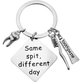 Funny Dentists Keychain Gifts Same Spit Different Day Keychain for Dental Assistant Gifts Dental Hygienist Graduation Gifts for Dental Student Key Chain