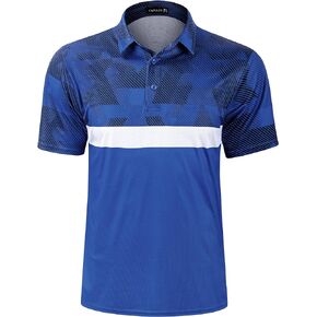 TAPULCO Mens Short Sleeve Modern Printed Performance Moisture Wicking Polo Activewear Golf Collared T-Shirts